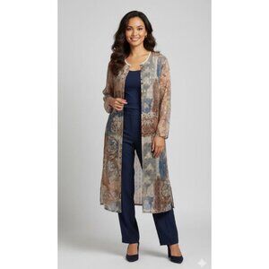 R&M Richards by Karem Kwong Womens Vintage Sheer Long Jacket Side Slits Size 20W